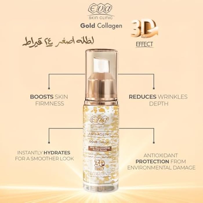 Eva Skin Clinic Anti-Ageing Gold Collagen Skin Rejuvenating Facial Serum 30 ml - Image 4